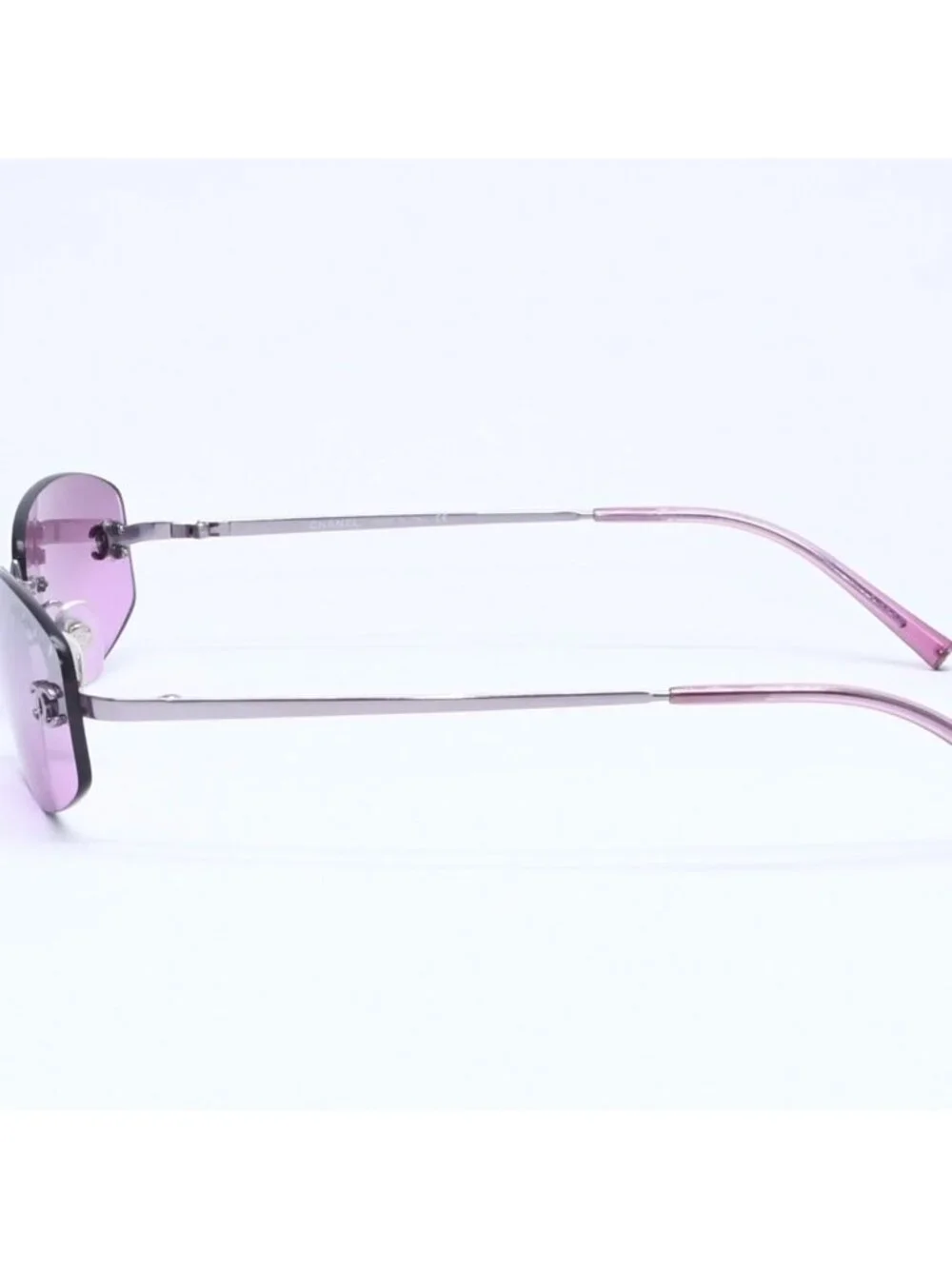 Chanel Rimless Sunglasses Eyewear CC Logo Purple